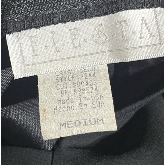 VTG Fiesta Chiffon Gown Medium Black Glitter Babydoll Whimsigoth Prom Formal - Picture 11 of 12